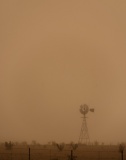 Windmill in dust storm - Grady, New Mexico
