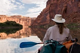 Woman canoeing on Green River - Labyrinth Canyon, Utah