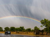 Hail streaks and rainbow - Del Rio, Texas