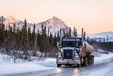 Truck on ice-covered Dalton Highway - Brooks Range, Alaska