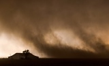 Dust storm and barn - Dickens, Texas