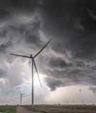 Wind turbine and storm clouds - Benjamin, Texas