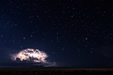Lightning-lit supercell and stars - Oakley, Kansas