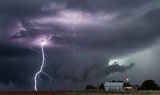 Lightning from tornadic thunderstorm - Enochs, Texas