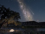 Perseid meteor and Milky Way - Upper Missouri River Breaks National Monument