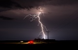 Lightning and farm road - Paxton, Nebraska