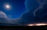 Moon, stars, storm clouds, and lightning - Nebraska Sandhills north of Arthur, Nebraska