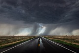 Rain curtains over Highway 56 - Satanta, Kansas