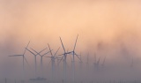 Wind farm in dust storm - Seymour, Texas