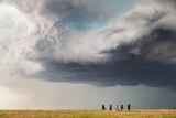 Storm chasers photographing supercell - Hawk Springs, Wyoming